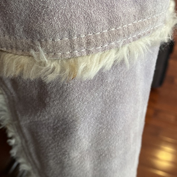 Wilsons Leather Maxima Suede Lavender Faux Fur Trim Lining Jacket 90s Y2K Size S - Picture 15 of 16